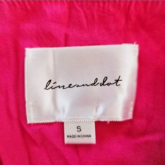 Line & Dot Brooke Bias Cut Ruched Tie Bust Sateen Midi Dress in Hot Pink S - Picture 9 of 16